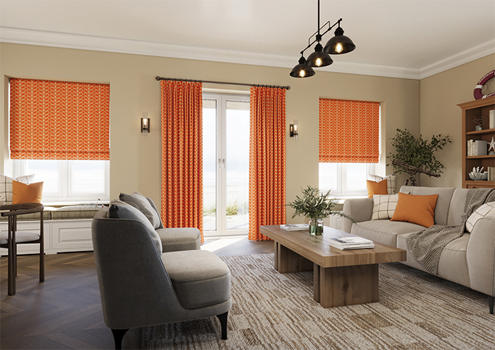 Orla Kiely Linear Stem, Persimmon - Twist&Fit Roman Blind - Image 7